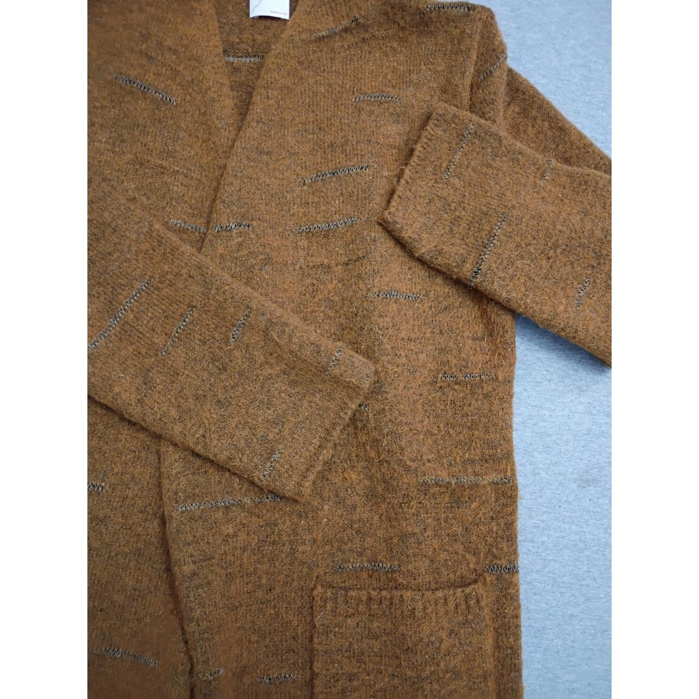 Kerisma Eco-Yarn Rust Brown Knit Open Front Cardigan Sweater Distressed S/M